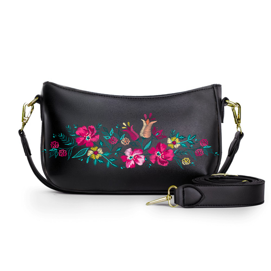 25-The Red & Green Roses Crossbody bags Black