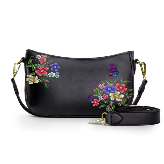 11-The Red & BLUE Roses Crossbody bags Black