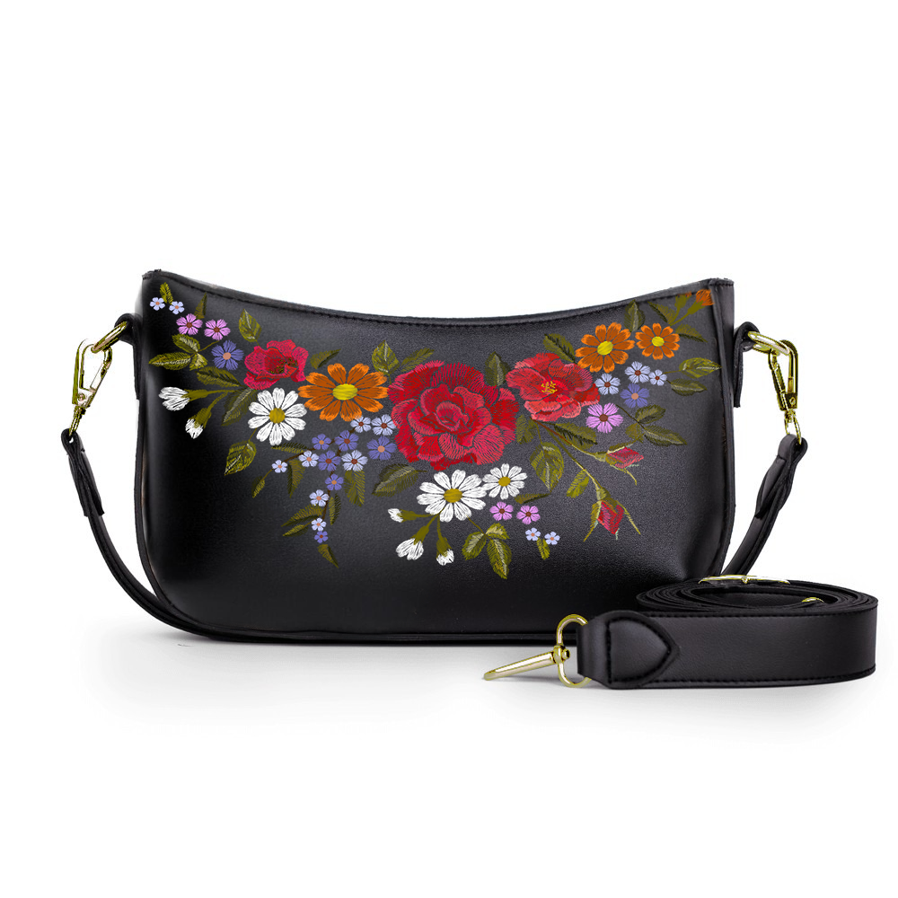 10-The Red & White Roses Crossbody bags Black