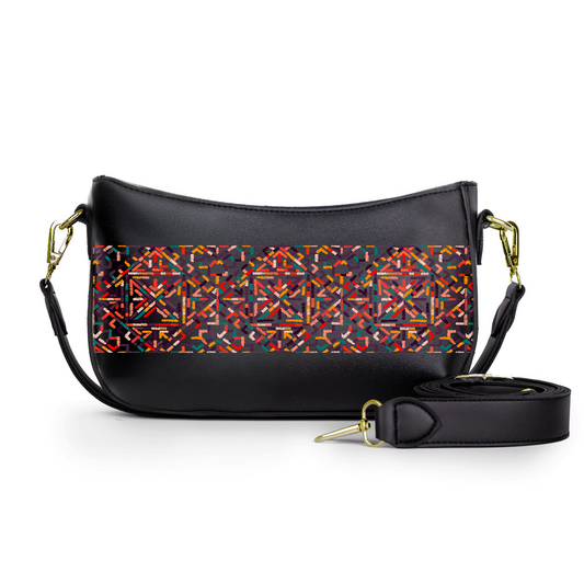 19-The Red & yellow Geometric Crossbody bags Black