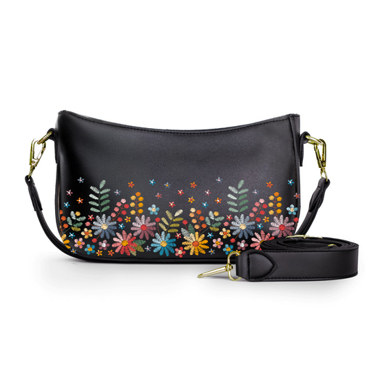 05-The Colorful Roses Crossbody bags Black