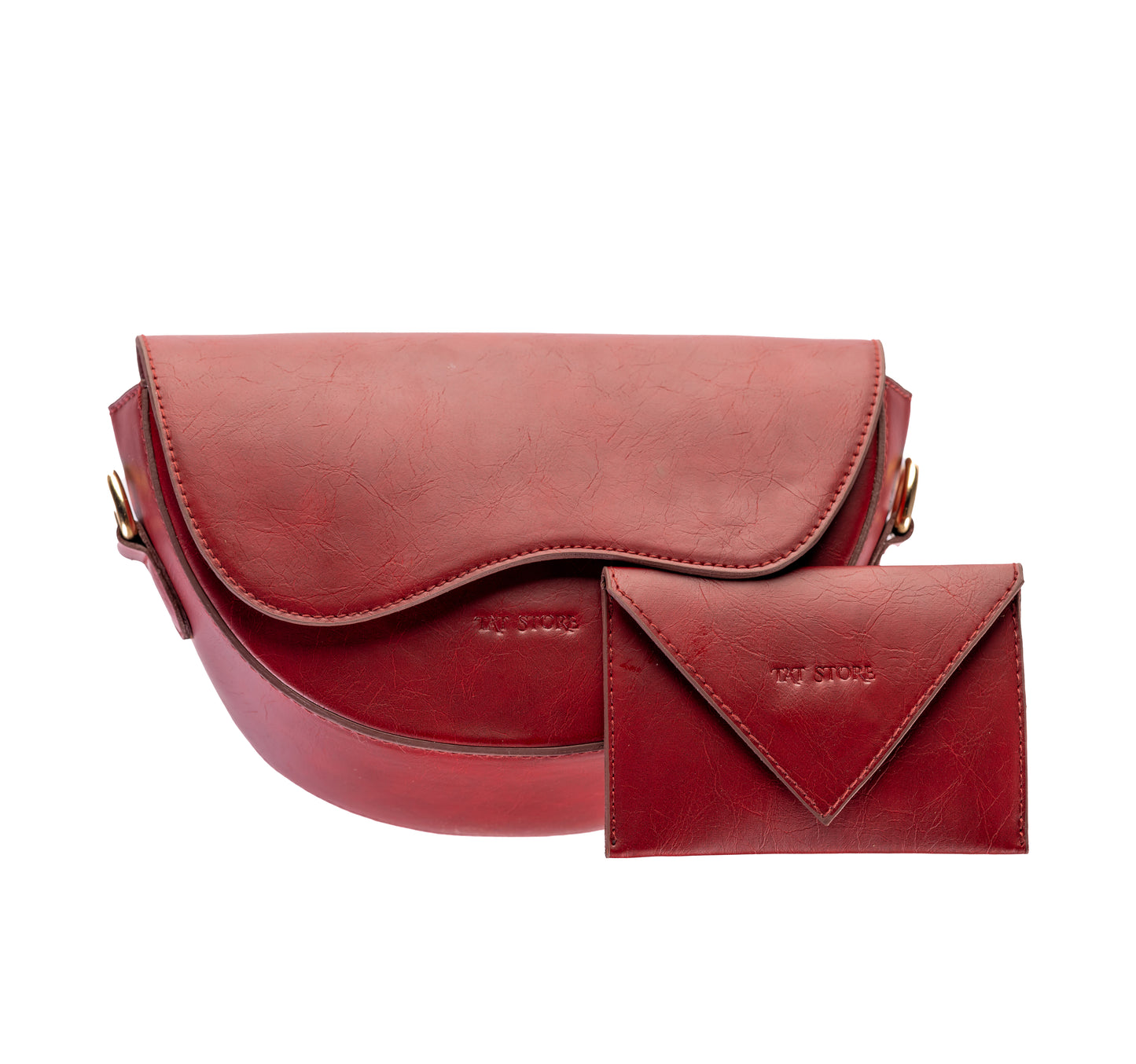 Luna – Crescent Mini Bag with Wallet - Burgundy