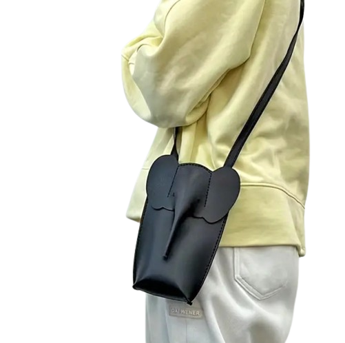 52-Leather elephant Bag - black
