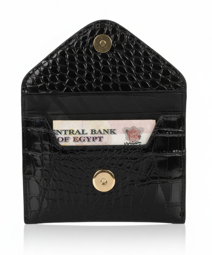 Middle Flip Wallet- Glossy Black