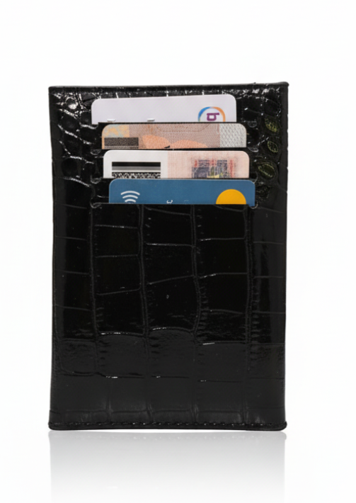 Middle Flip Wallet- Glossy Black
