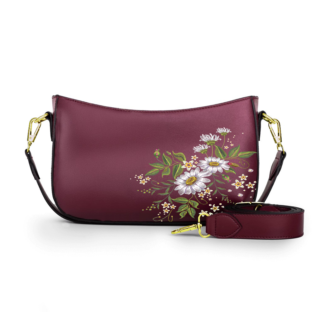 12-The Yellow & Green Geometric  Crossbody bags burgundy