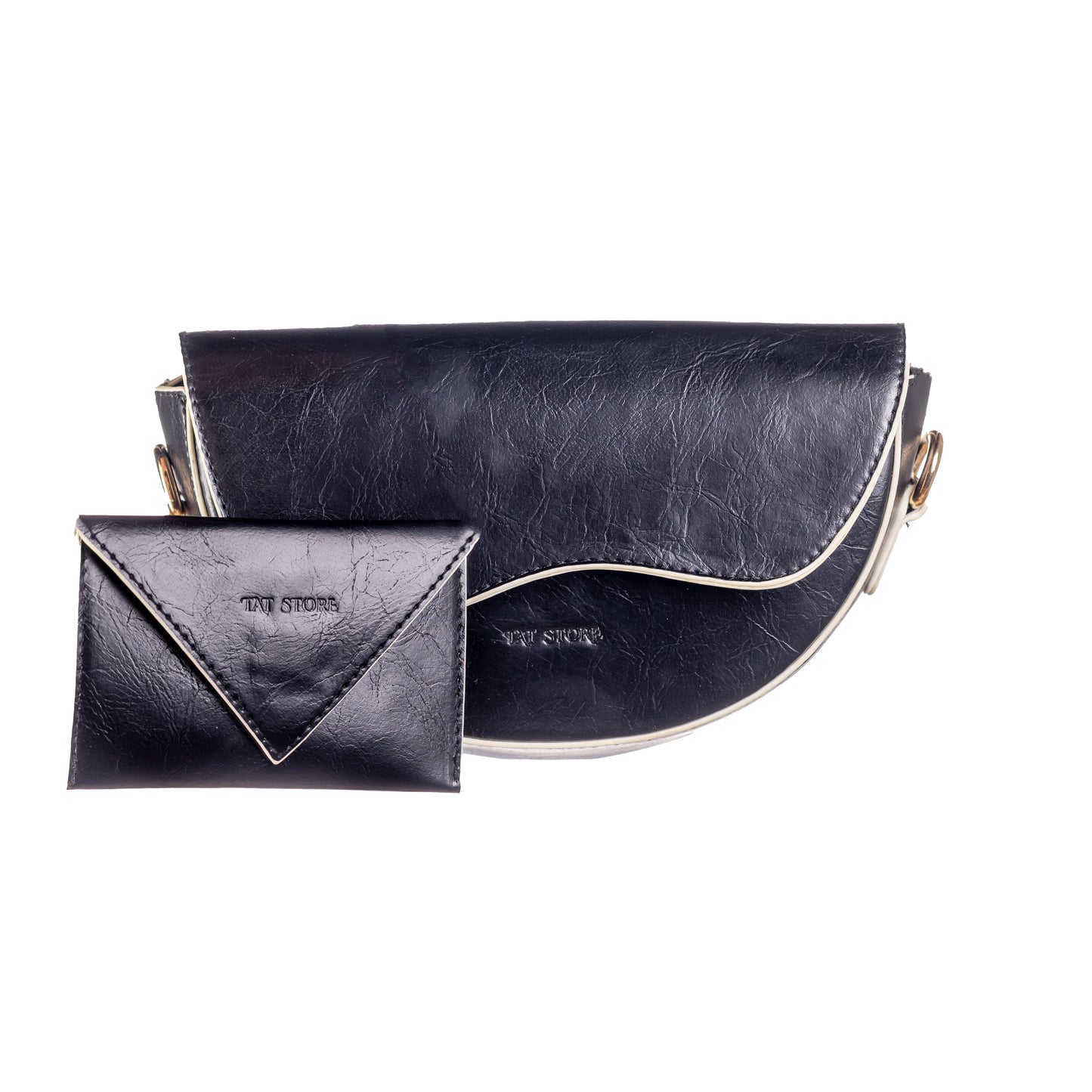 Luna – Crescent Mini Bag with Wallet - Black*BEIGE