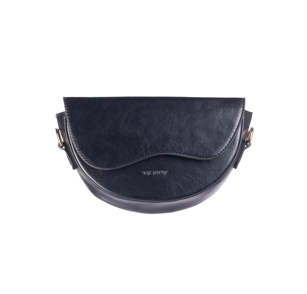 Luna – Crescent Mini Bag with Wallet - Black