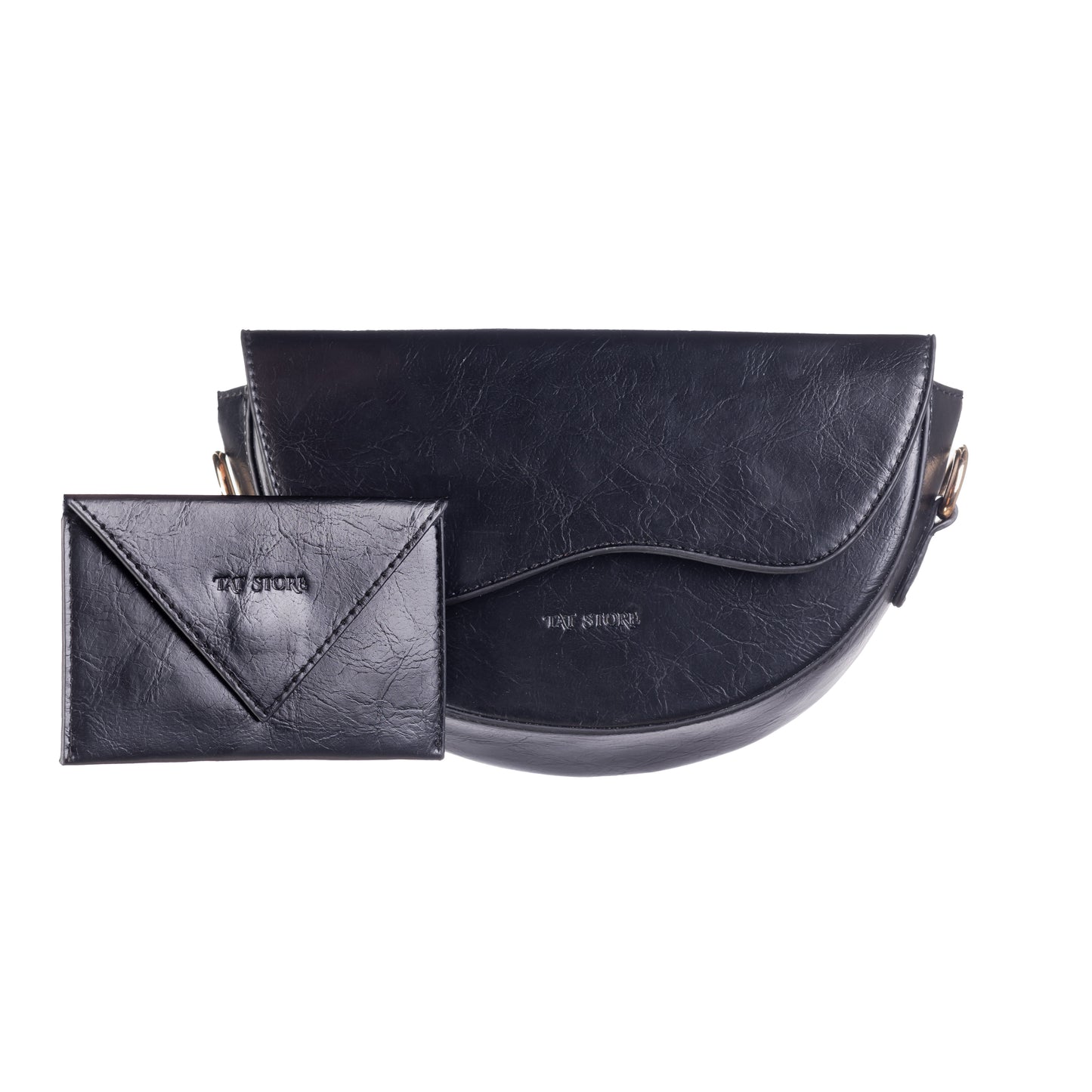 Luna – Crescent Mini Bag with Wallet - Black