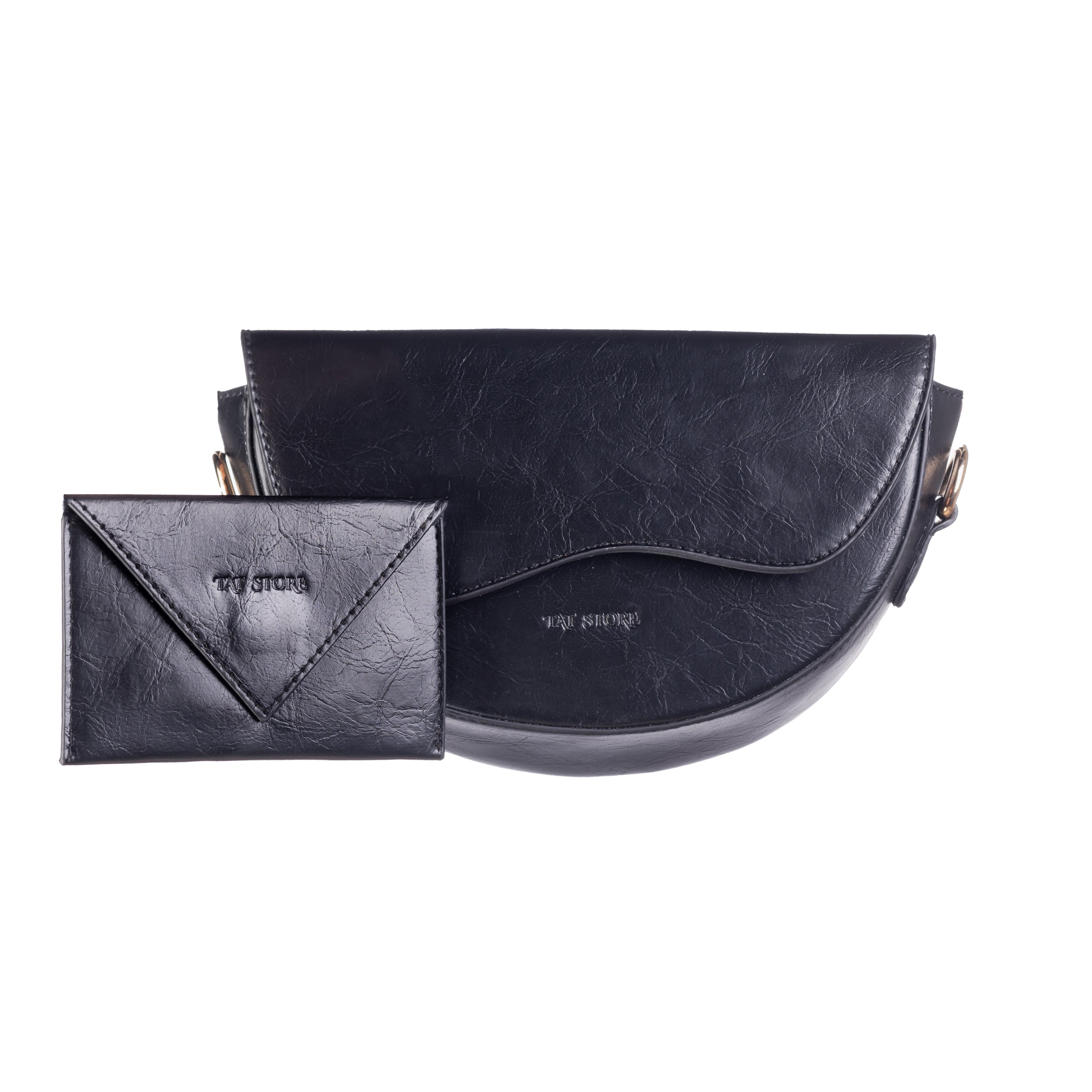 Luna – Crescent Mini Bag with Wallet - Black
